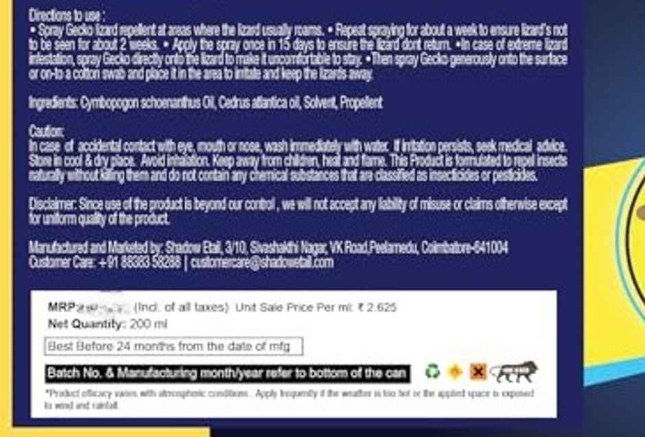 Shadow Securitronics Blue Raptor Lizard Repellent Spray