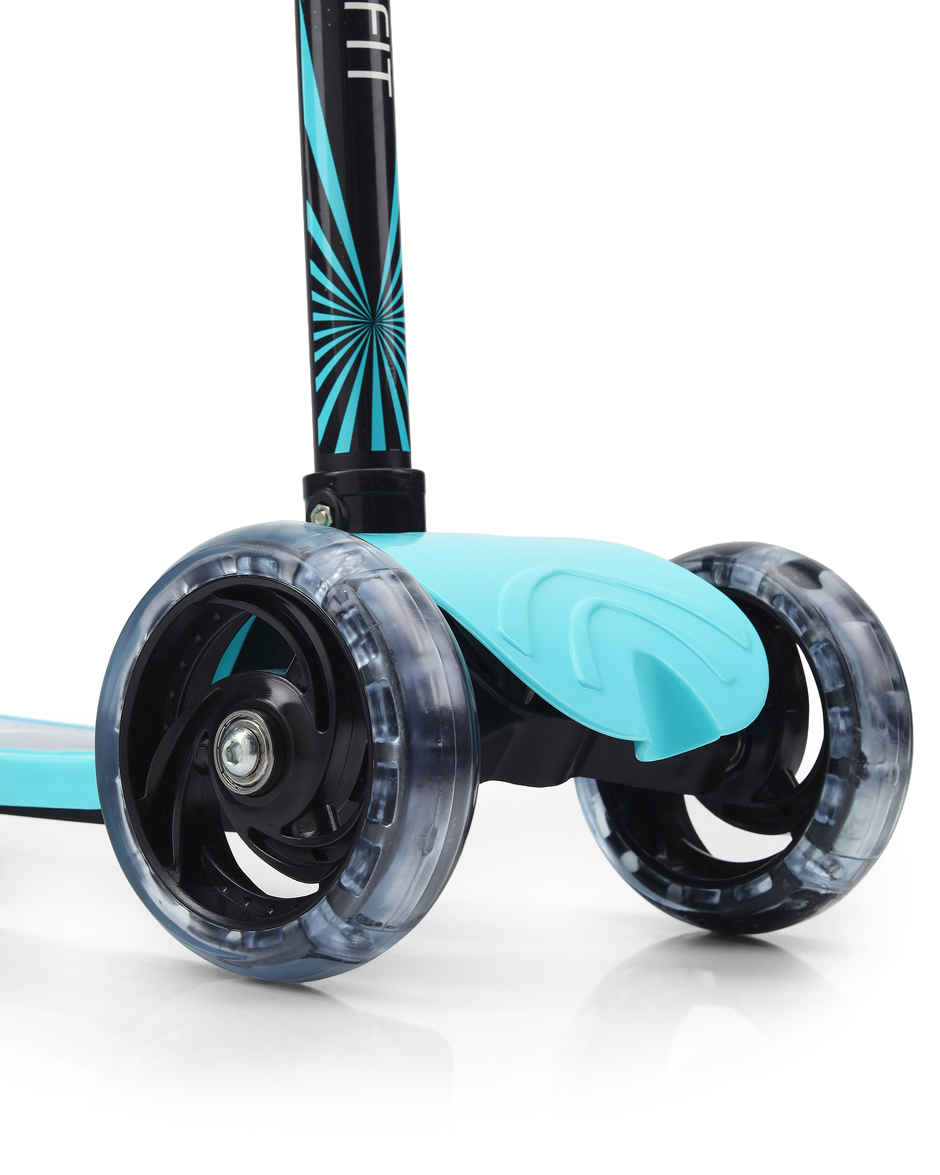 Boldfit Kids 3 Wheel Scooter | LED Wheels Foldable Adjustable Height Max 50kg Zigfold | Blue