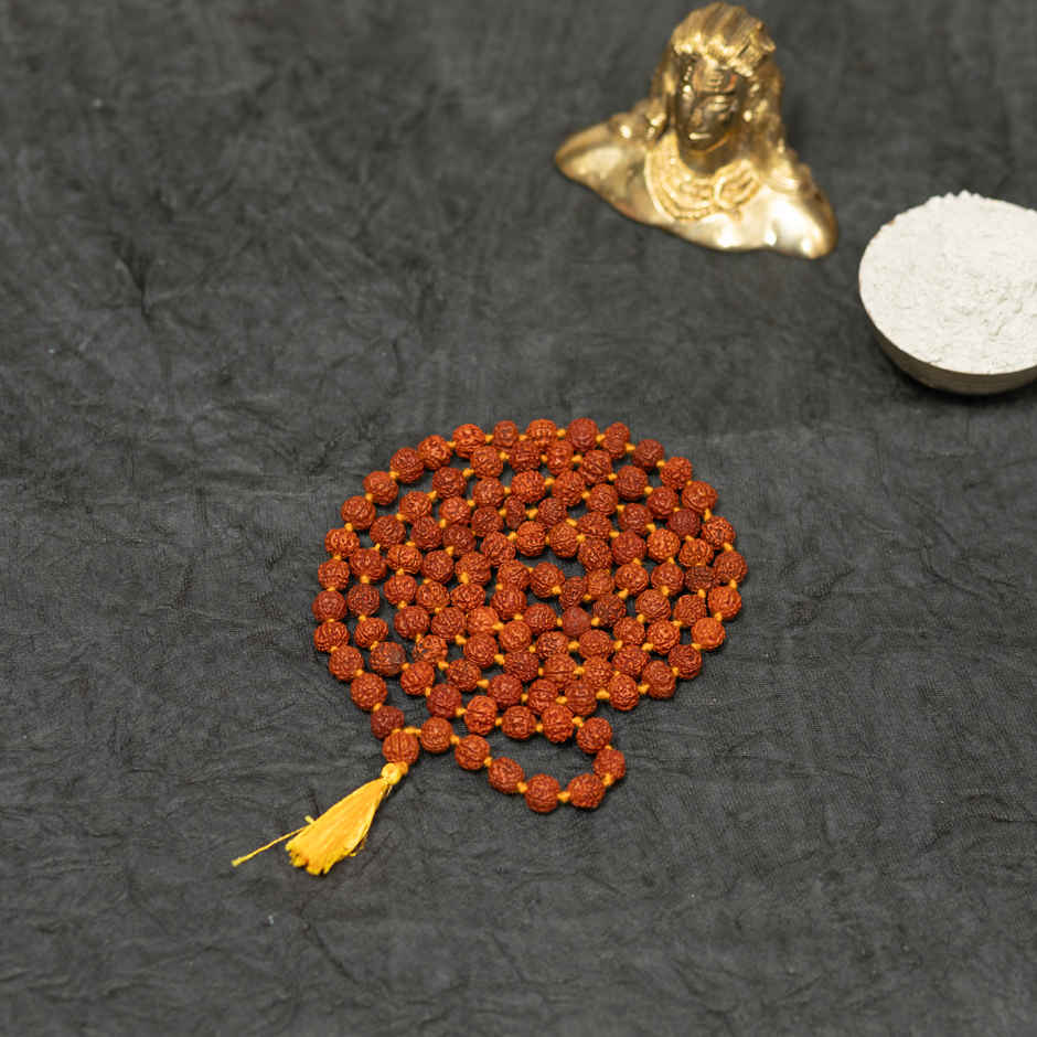 Pure Rudraksha Mala | 7 mm Beads | with Ganti & Certificate | Svasti