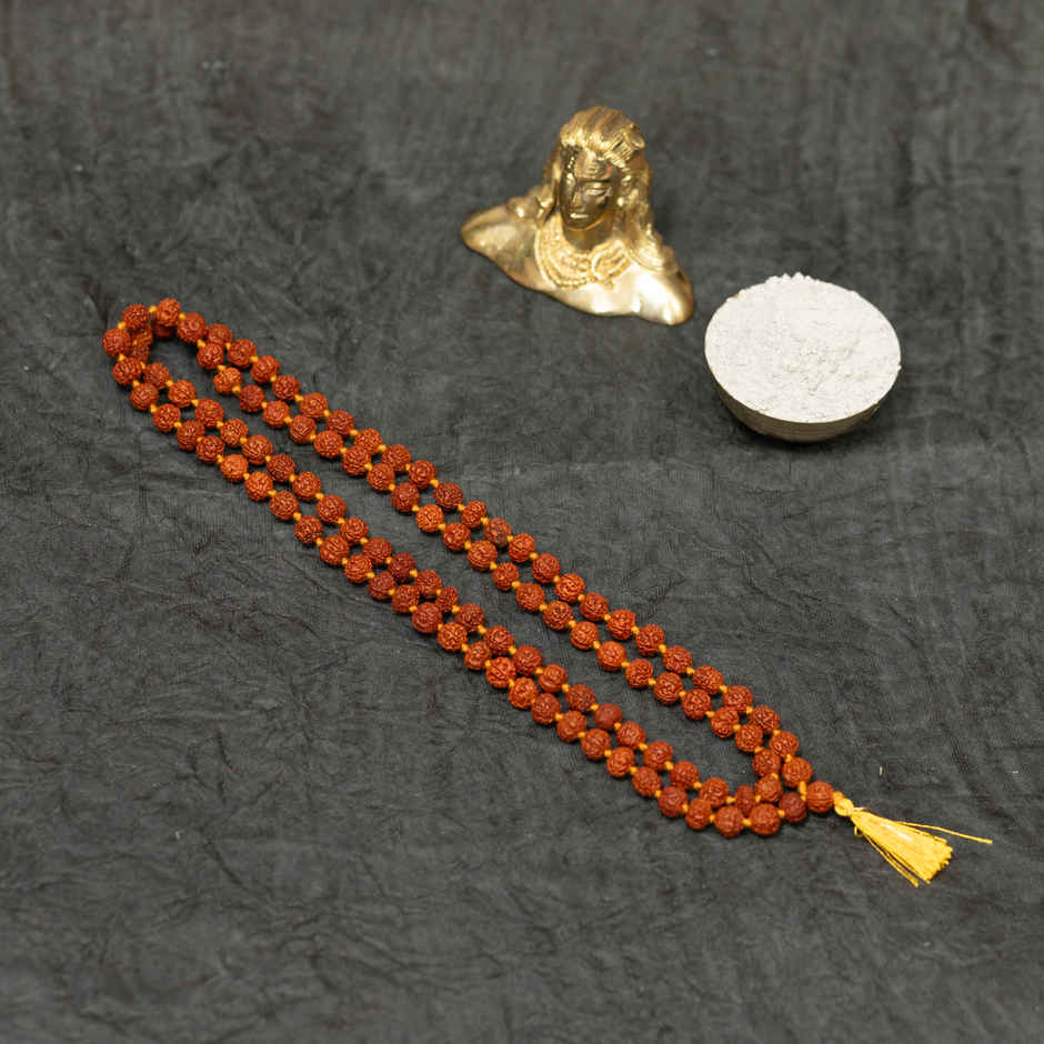 Pure Rudraksha Mala | 7 mm Beads | with Ganti & Certificate | Svasti