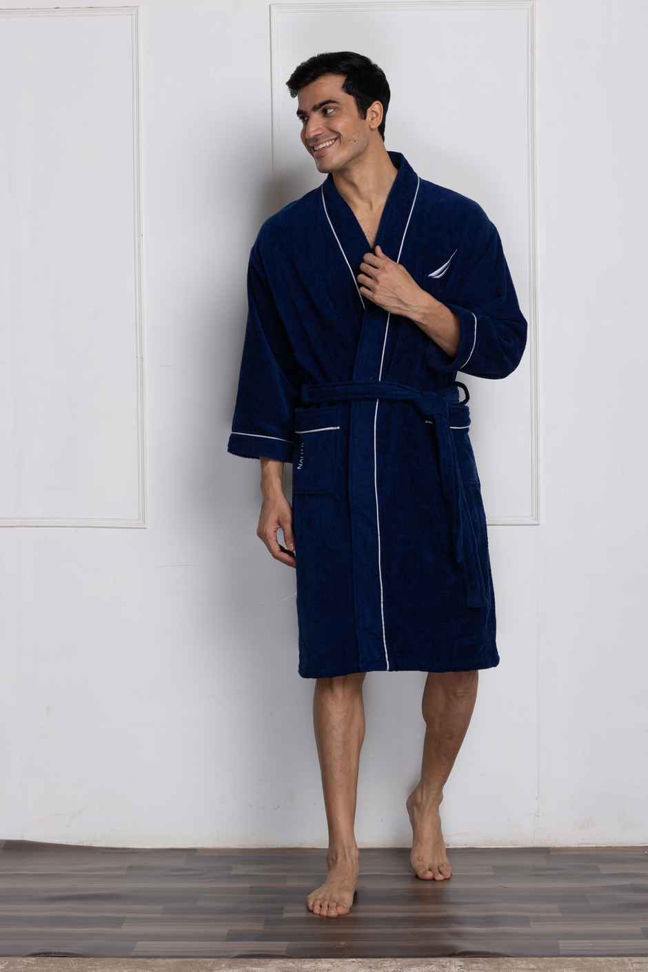 Nautica Luxurious Ultra Soft Bath Robe -1Ppc Extra Large | Highline Solid-Navy