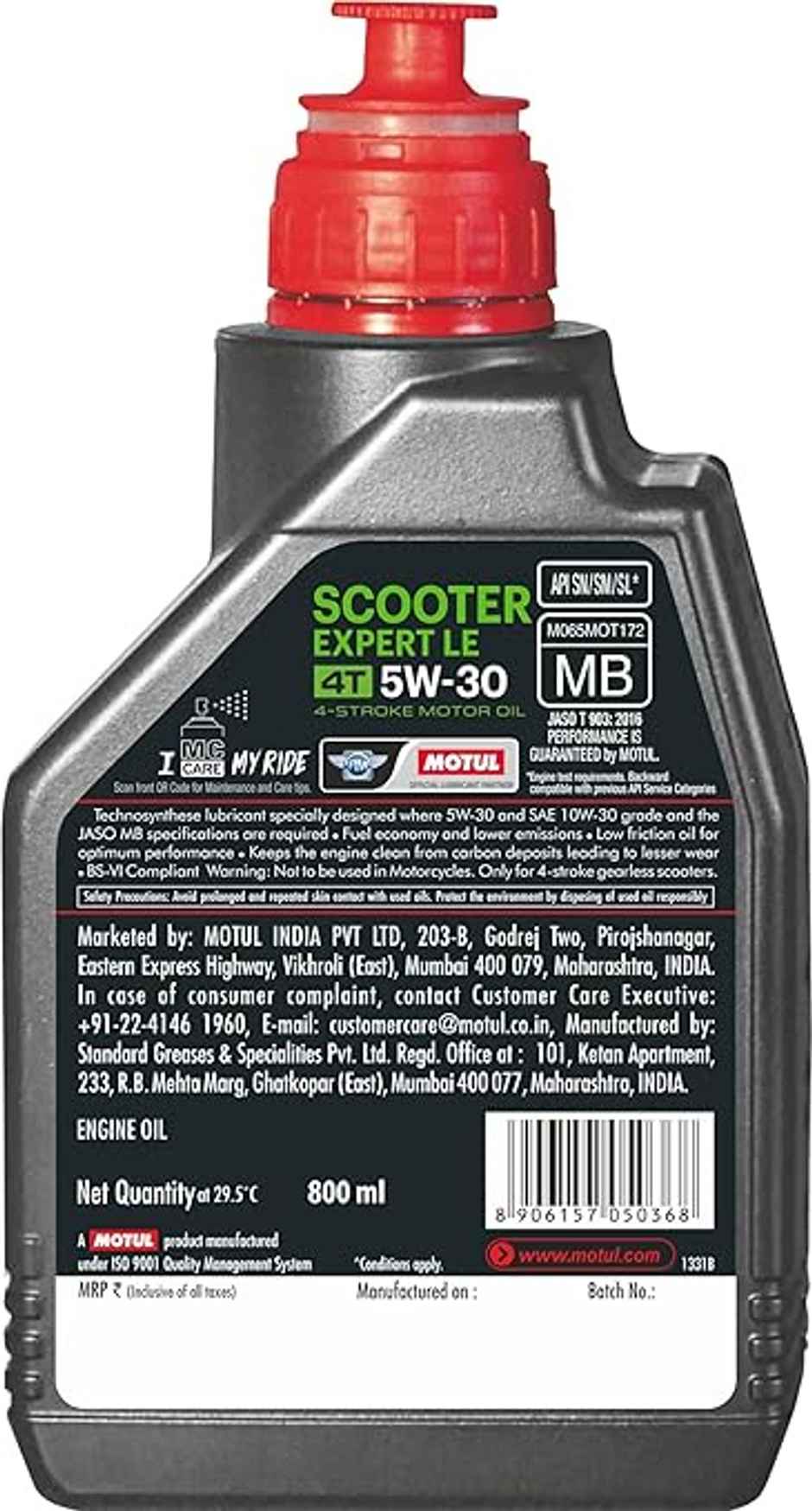 Motul Scooter LE 4T 10W-40 Mineral Engine Oil | 800 ml