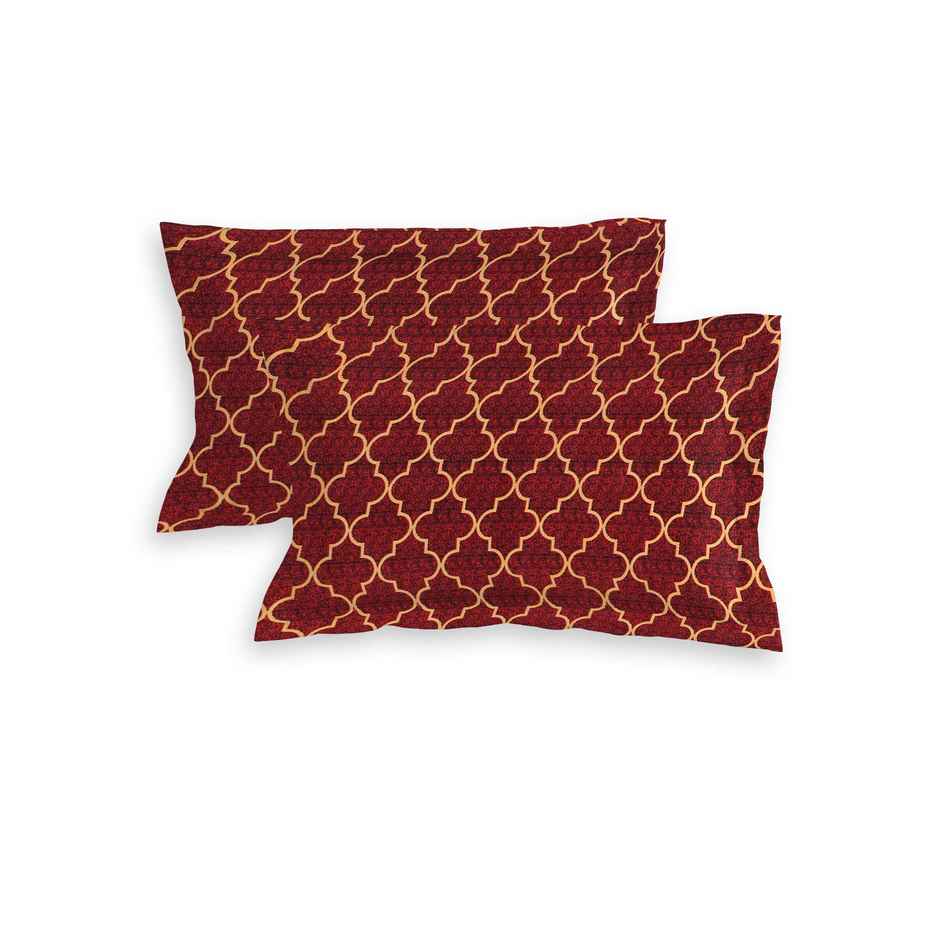 Homeharmony Double Ethnic Bedsheet with 2 Pillow Covers | Red & Yellow Pattern | 87 x 98 in