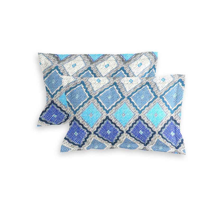 Homeharmony Sky Blue Double Bedsheet With 2 Pillow Covers | Texture Floral | Sky Blue | 87 x 98 in