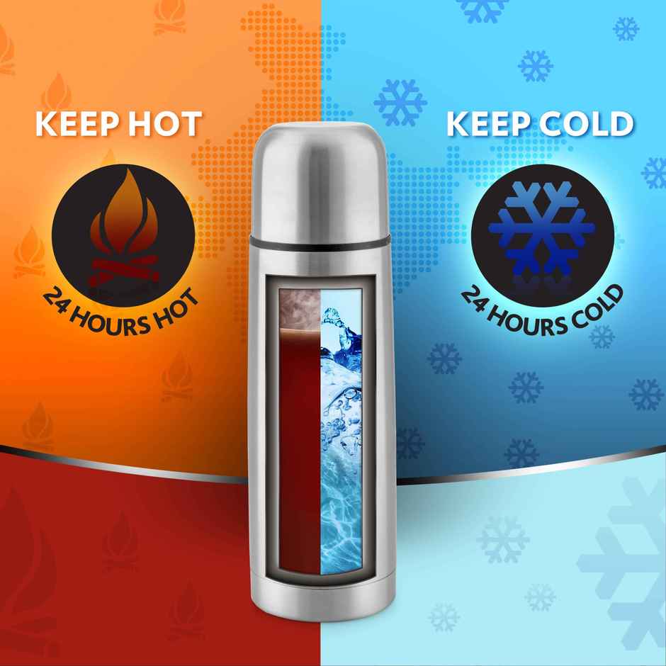 Borosil Stainless Steel Hydra Thermo Vacuum Insulated Flask Water Bottle | 750 ml | Black