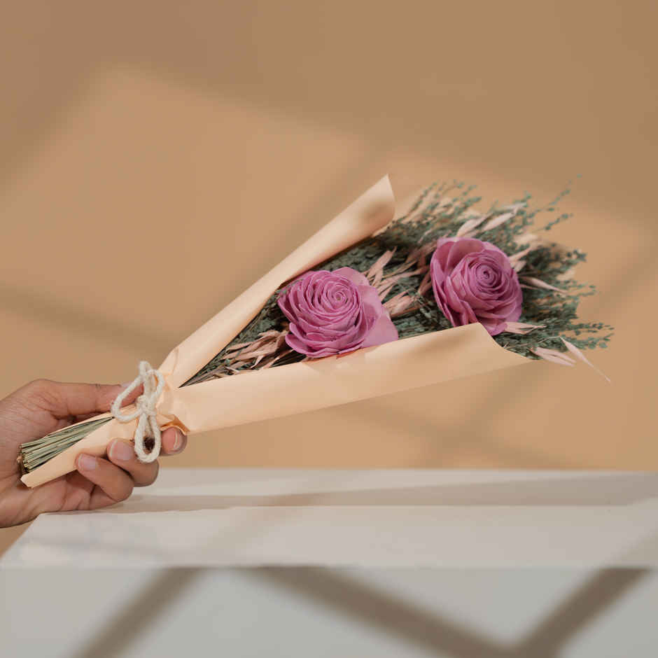 Pastel Pink Rose Love Dried Flowers Bouquet | Ideal for Gifting | Poshh