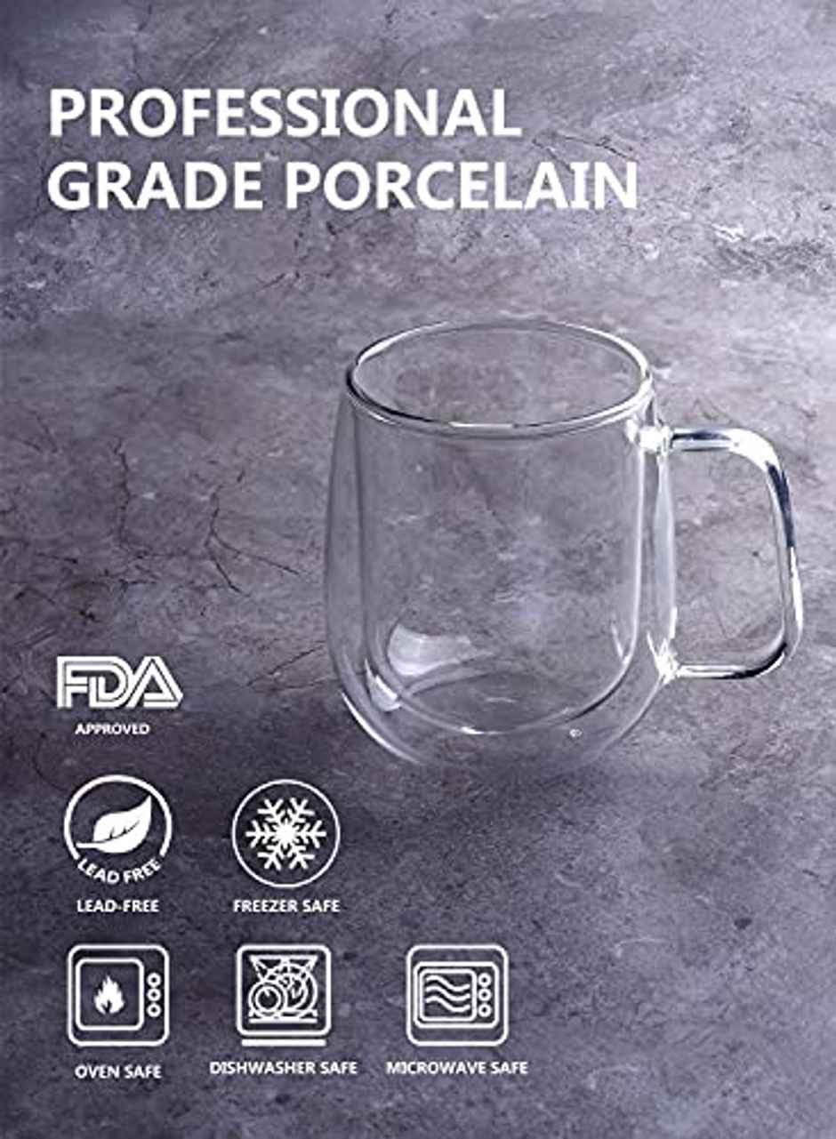 Femora Double Wall Crystal Glass Tea Cup Coffee Mug- 290Ml