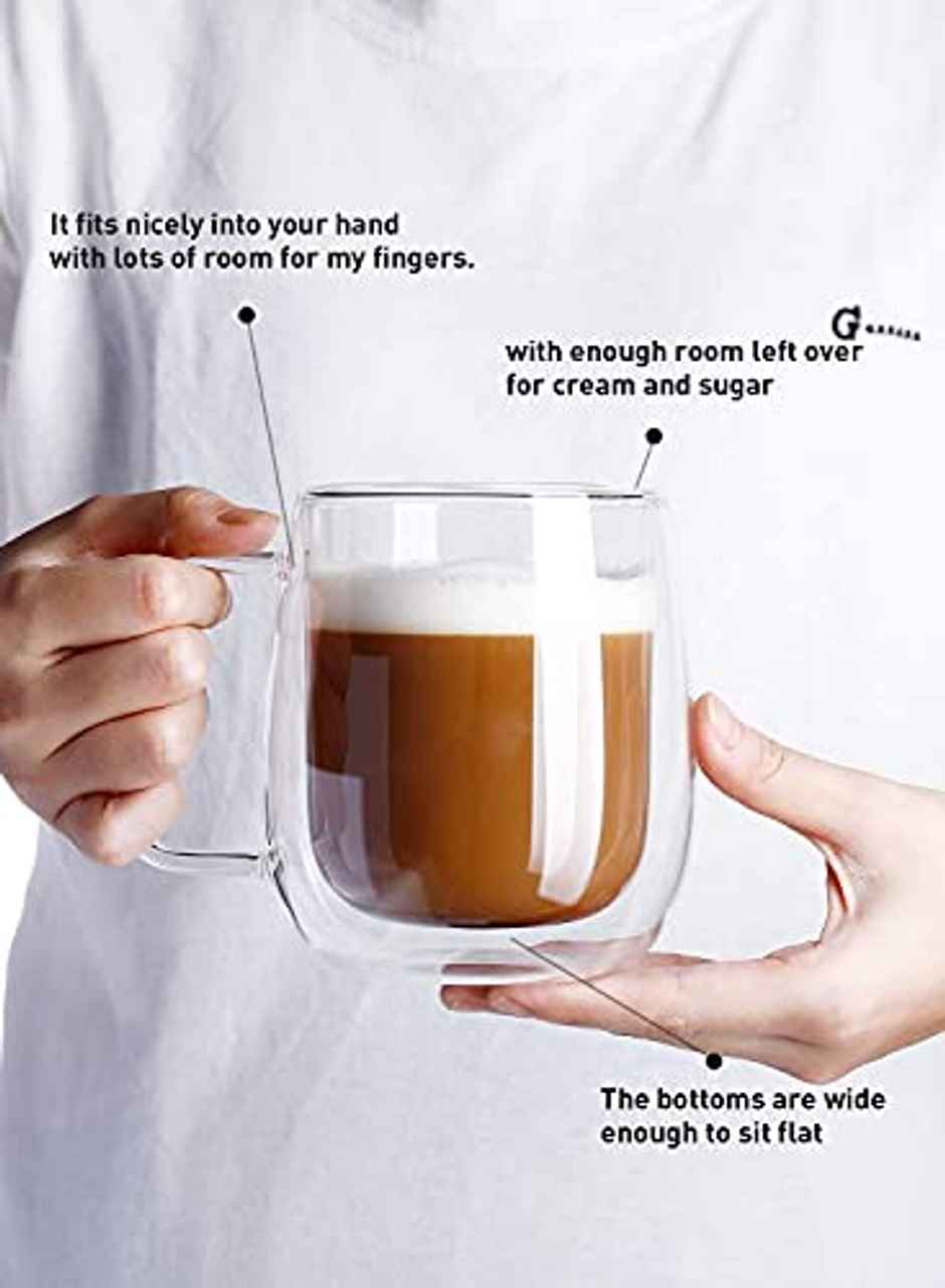 Femora Double Wall Crystal Glass Tea Cup Coffee Mug- 290Ml