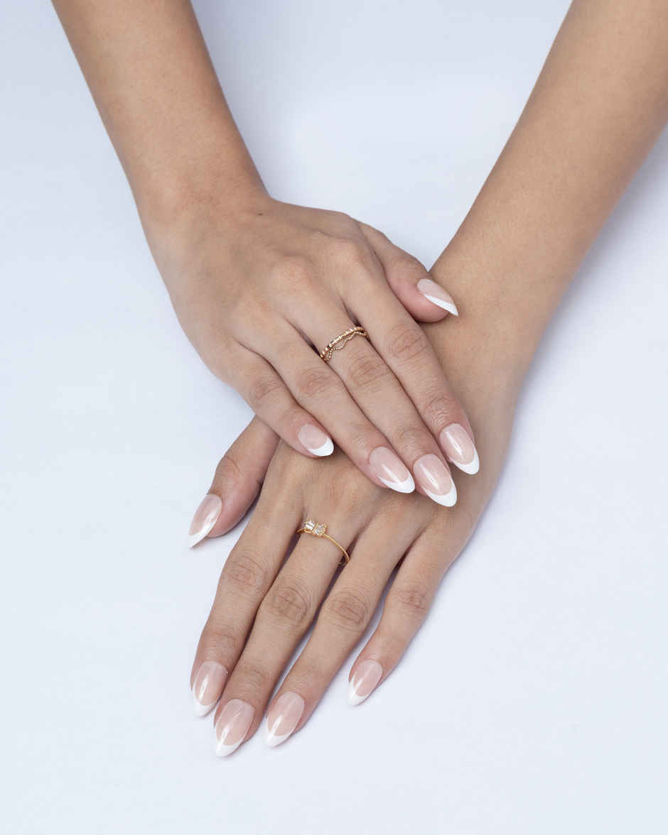 Pep Nails Buttercream Medium Almond French Tips Nude Reusable Press On Nails 30 Nail Tips