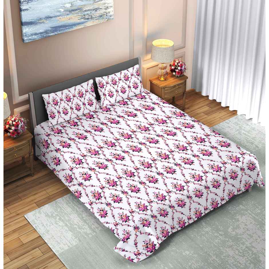 Dream Living 115 GSM Double Bedsheet Set |220 x 240 cm| With 2 Pillow Covers
