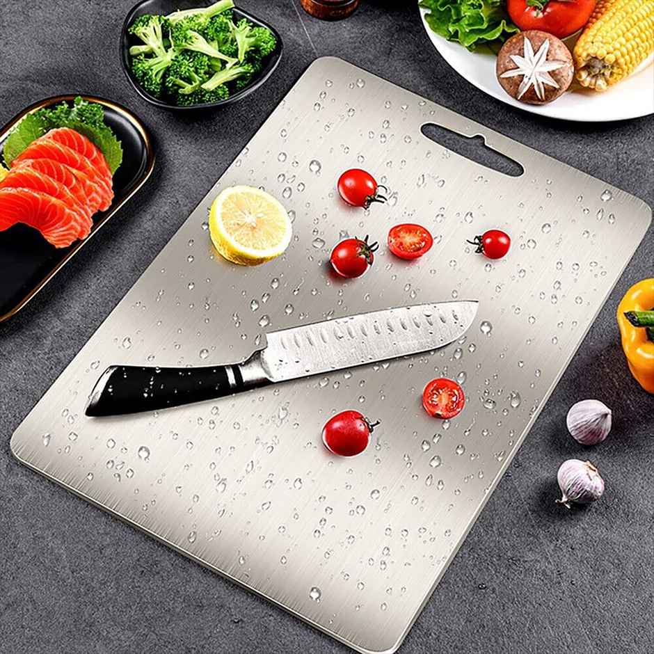 Youbee Stainless Steel Heavy Duty Chopping Board For Kitchen - For Vegetables, Fruits Cutter, Meats