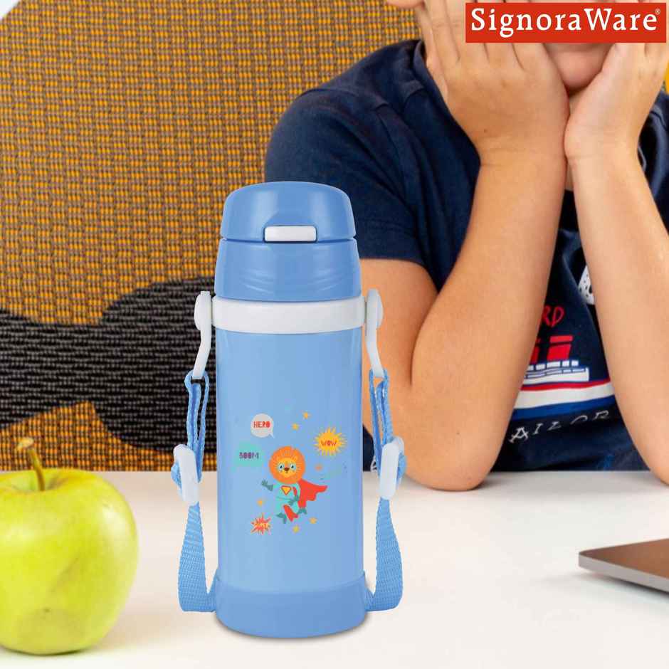 Signoraware Drizzle Kids Vacuum Bottle 500ml | Leakproof | Blue
