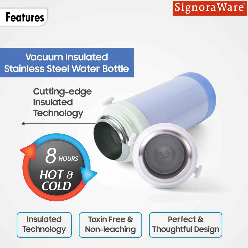 Signoraware Drizzle Kids Vacuum Bottle 500ml | Leakproof | Blue