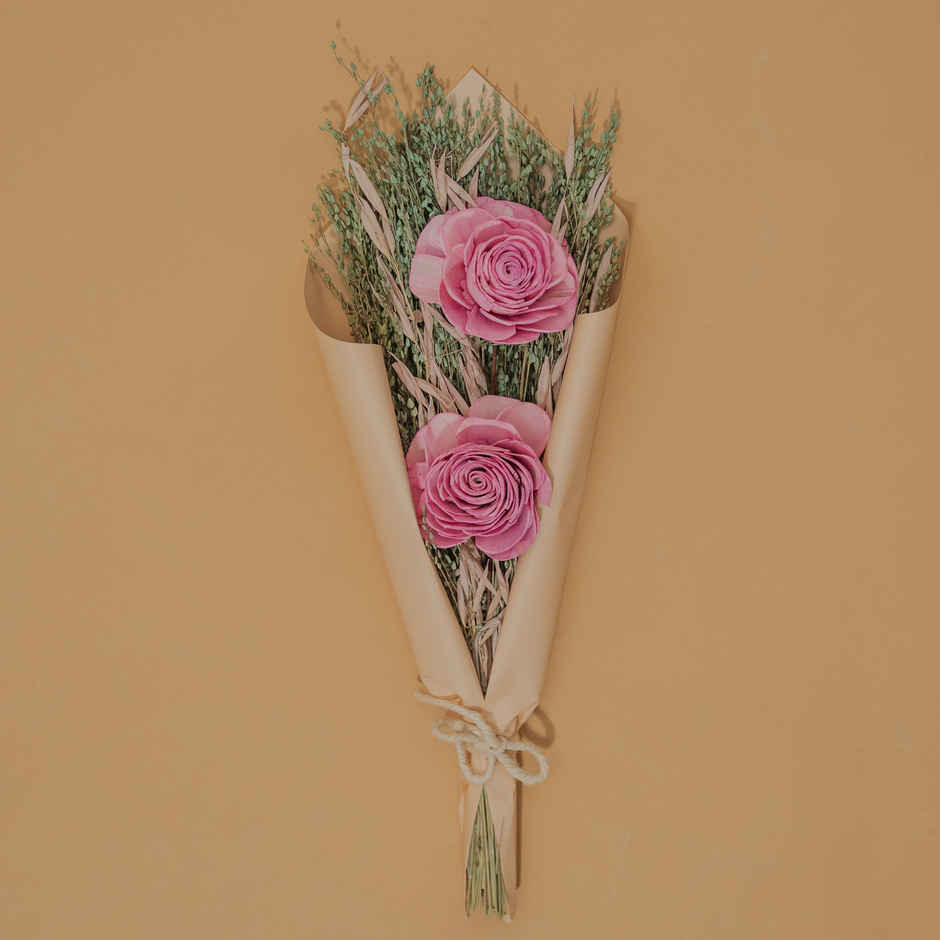 Pastel Pink Rose Love Dried Flowers Bouquet | Ideal for Gifting | Poshh