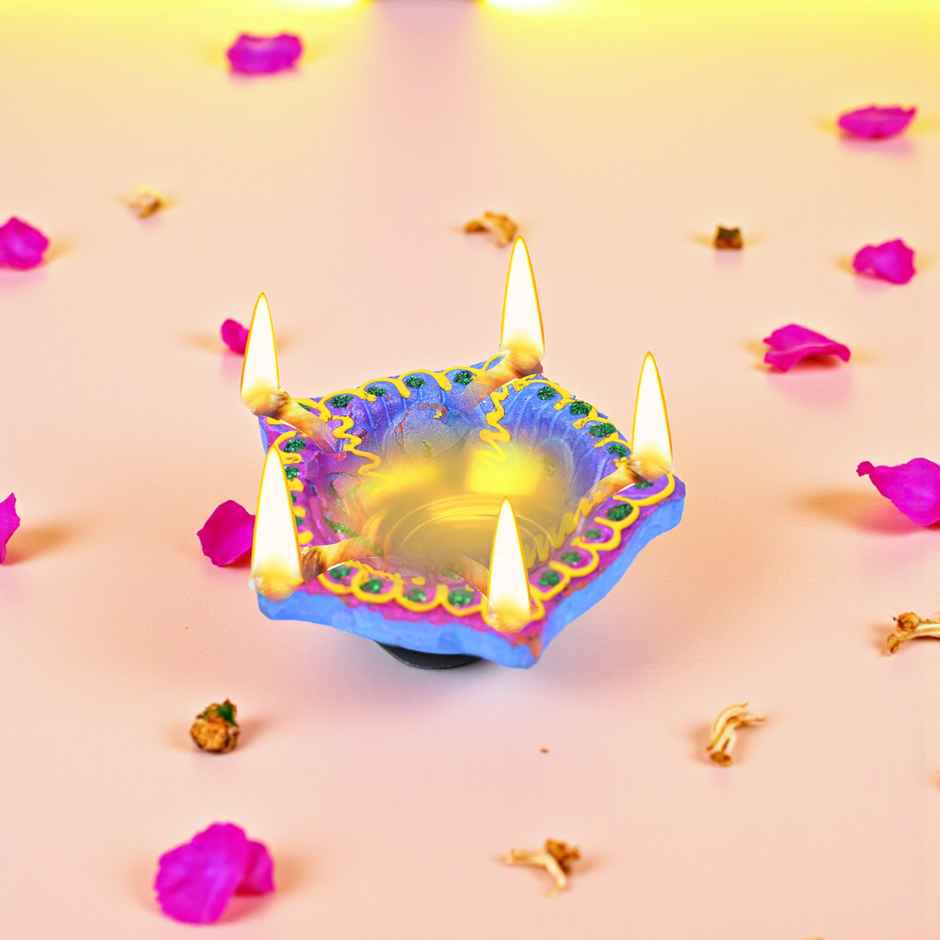 Designer Clay Diya | Pack Of 6 | Multicolour | Pan Aromas