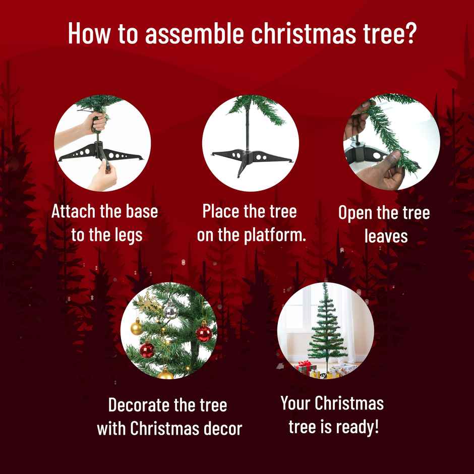 Artificial Christmas Tree | 3 ft | Green | Solid Legs | Sturdy Build | Party Propz