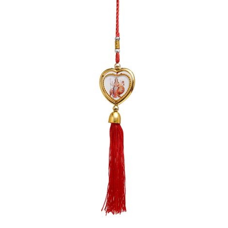 Divine Vibes Heart Shape Rotational Dual Side Durga Ji Decorative Car Hanging