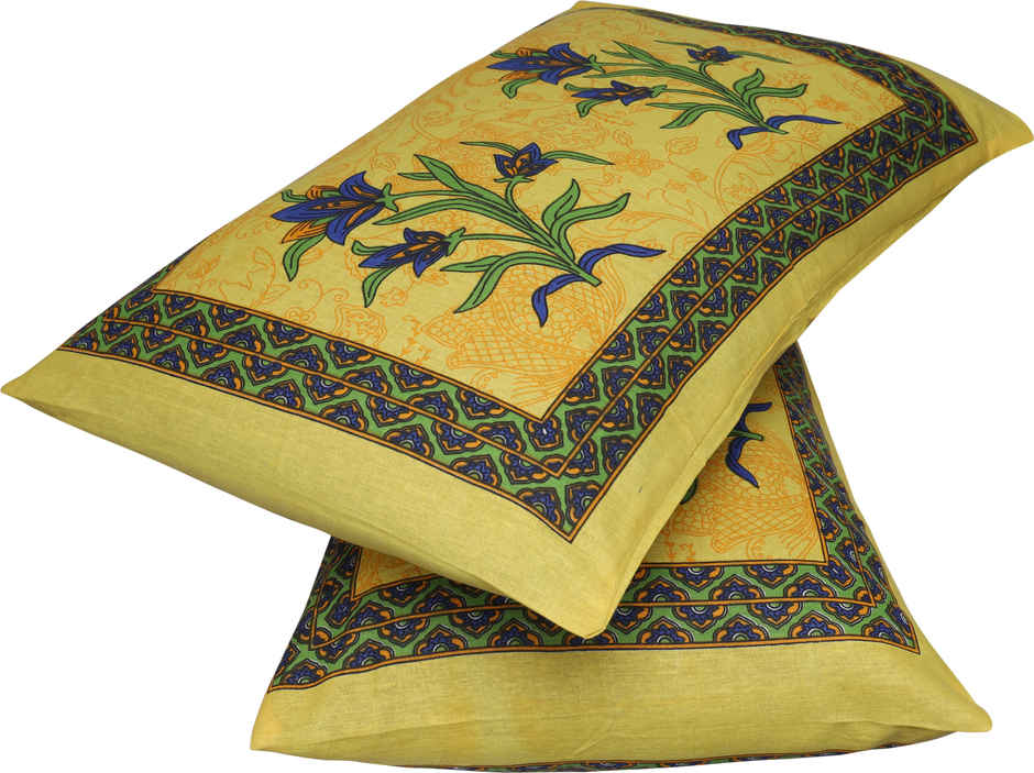 Metro Living 104 Tc Cotton Double Printed Flat Bedsheet | Pack Of 1, Yellow)