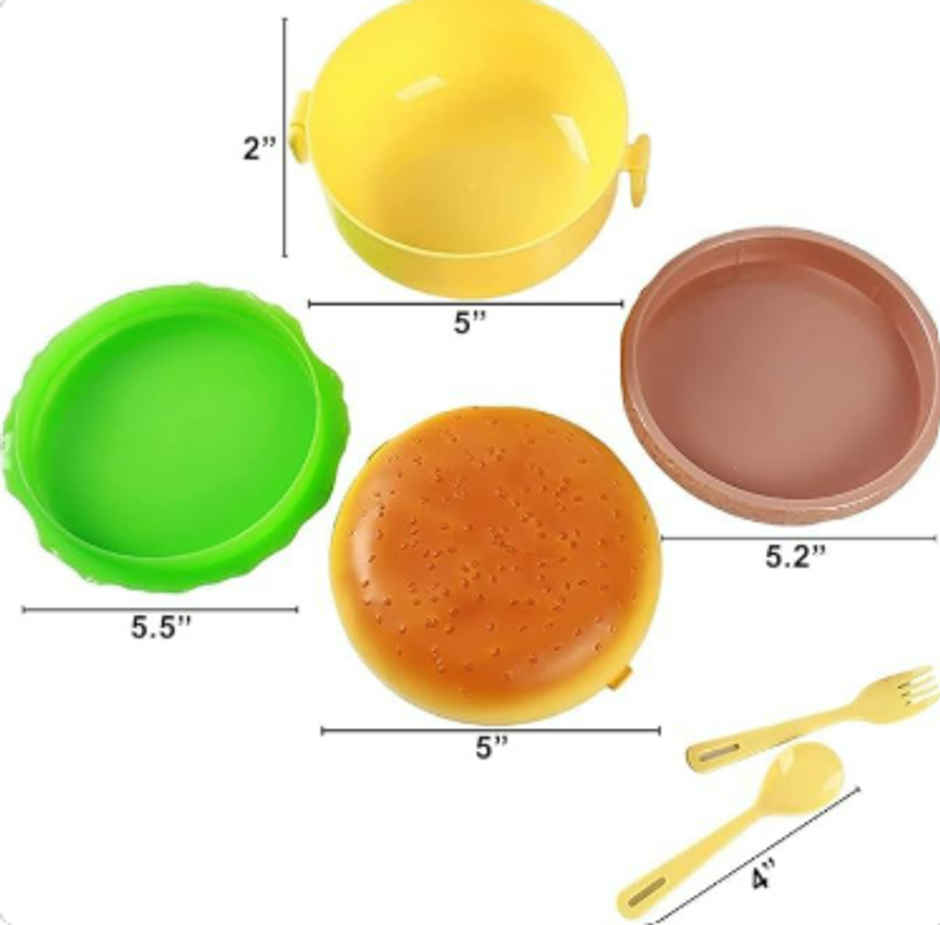 YELLOCUT Burger Lunch Box | Multicolour - 700 ml