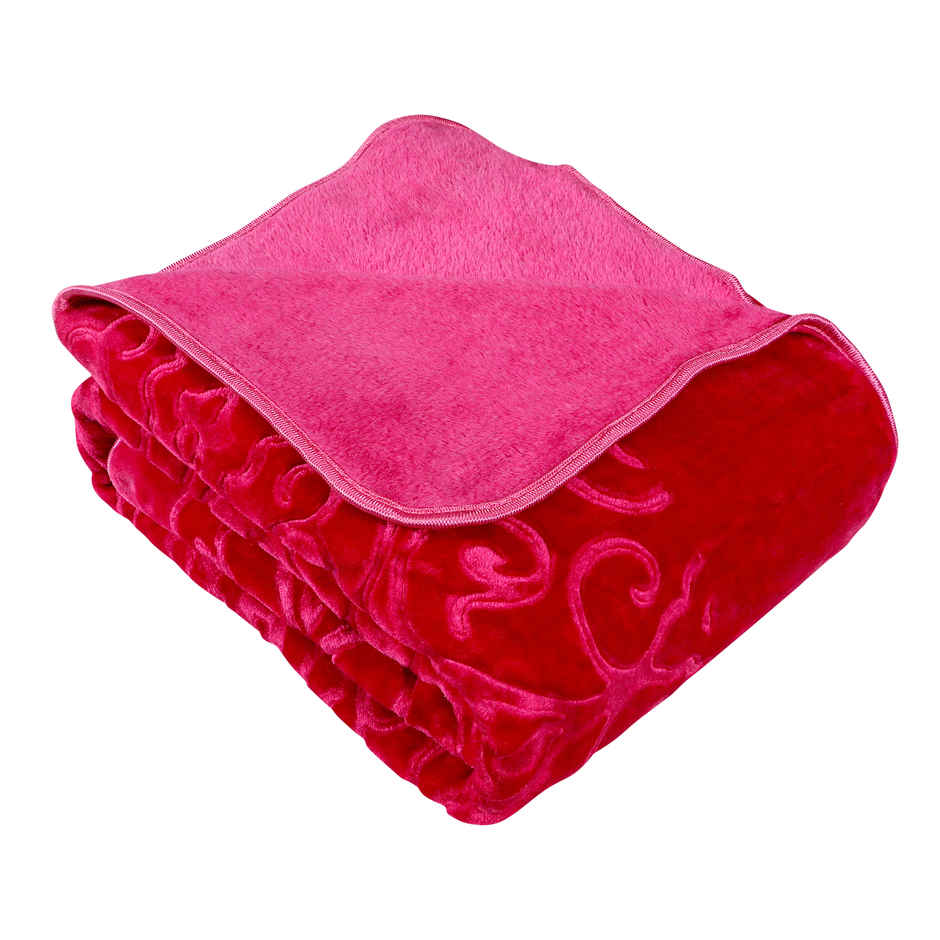 Dream Living Supersoft Luxury 400 GSM 25 KGMink Embossed Double Bed Blanket | Maroon - 220 x 230 cm