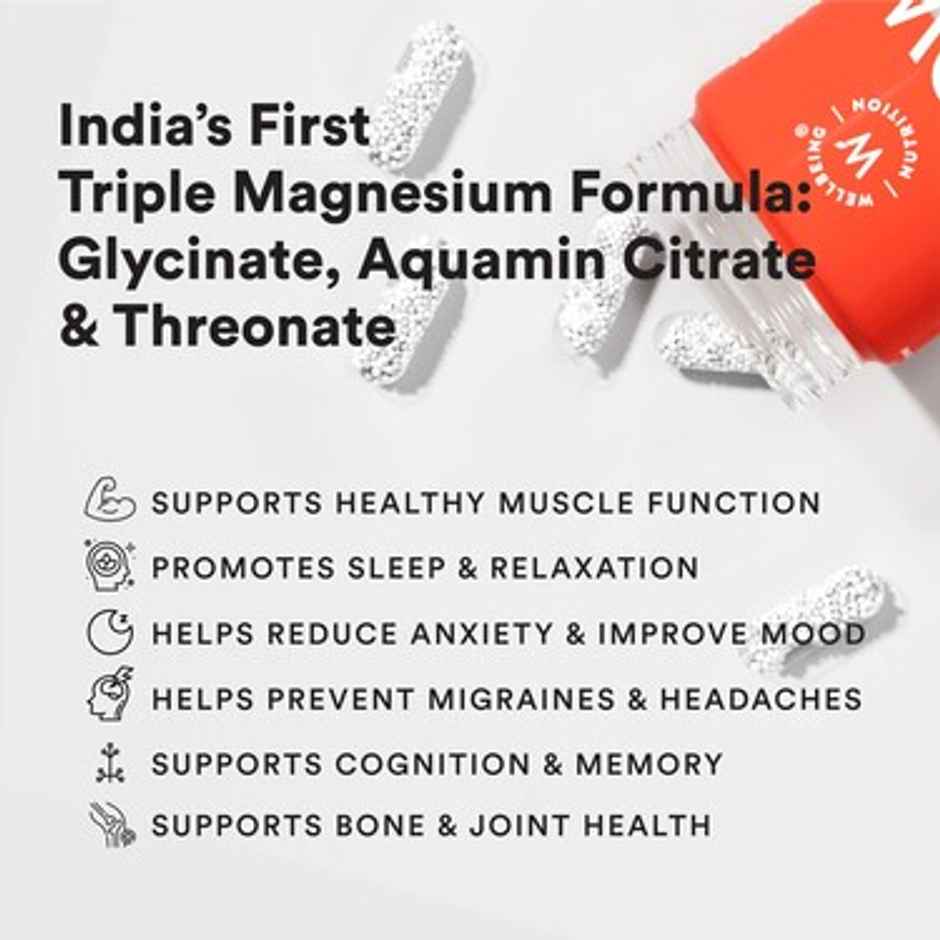 Wellbeing Nutrition Slow Triple Magnesium Complex with Glycinate, Aquamin Citrate & Threonate