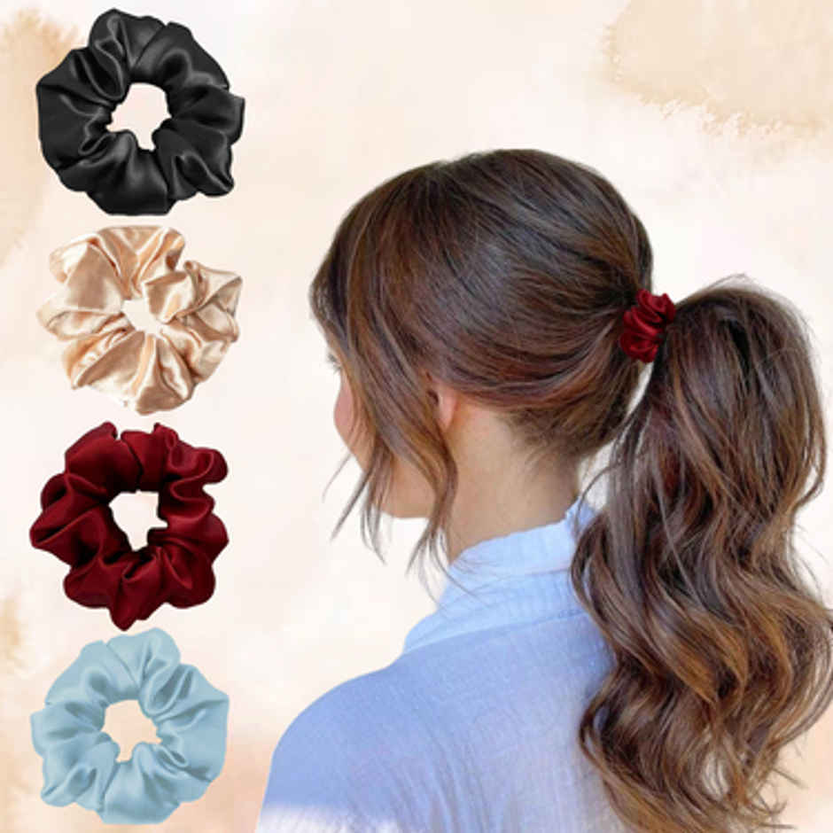 Majestique Satin Silk Scrunchies | Ponytail Holder Hair Ties | Multicolor