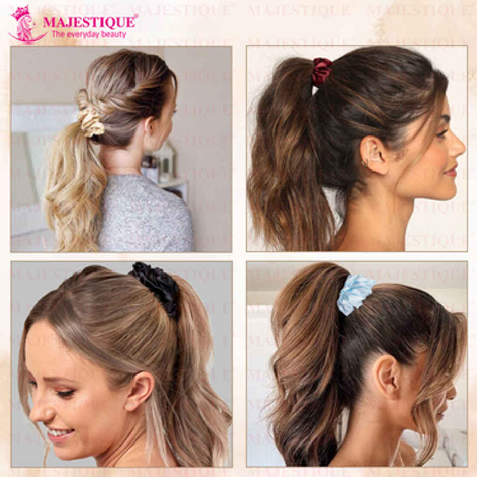 Majestique Satin Silk Scrunchies | Ponytail Holder Hair Ties | Multicolor