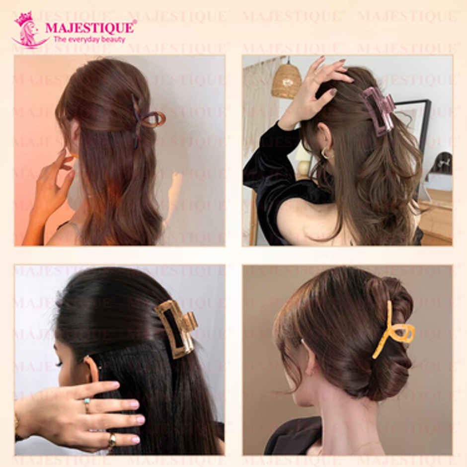 Majestique Korean Matte Hair Claw Clips for Women & Girls