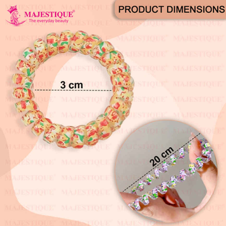 Majestique Spiral Hair Ties for Thick Hair | Elastic No Crease Hair Coils | Multicolor
