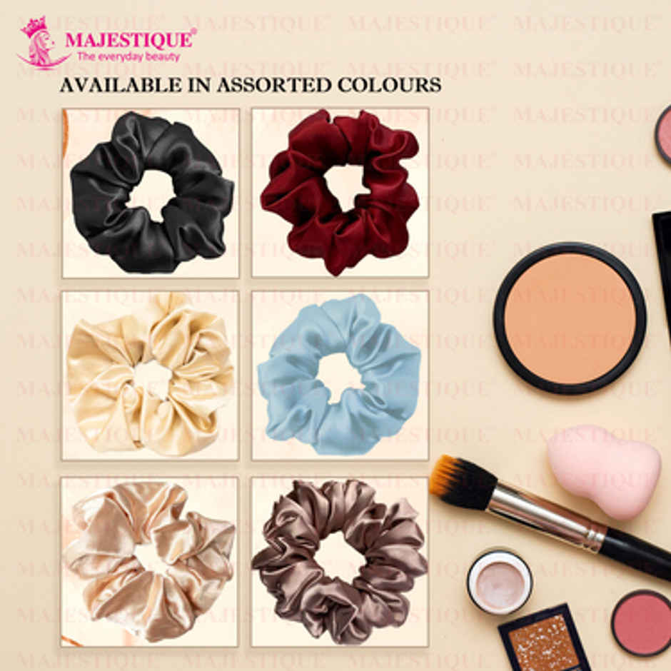 Majestique Satin Silk Scrunchies | Ponytail Holder Hair Ties | Multicolor