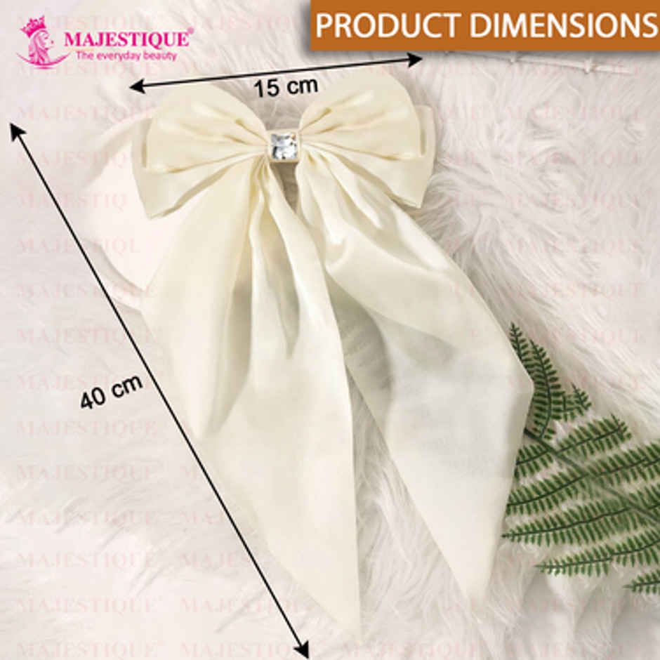 Majestique Satin Silky Hair Bows Barrettes | White
