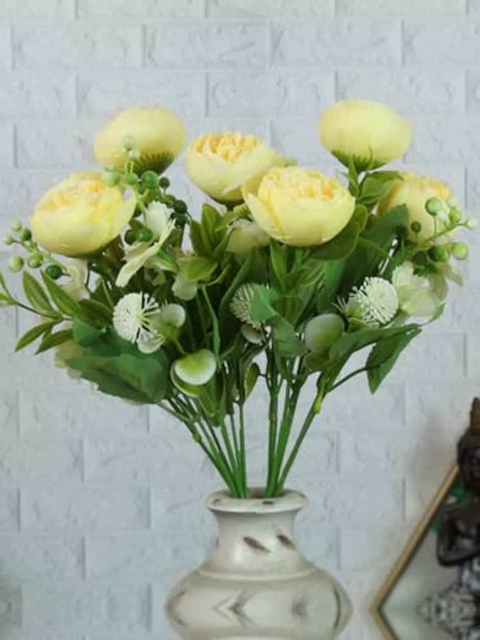 TIED RIBBONS Artificial Rose Peony Flowers Bunch Sticks for Decoration | Yellow