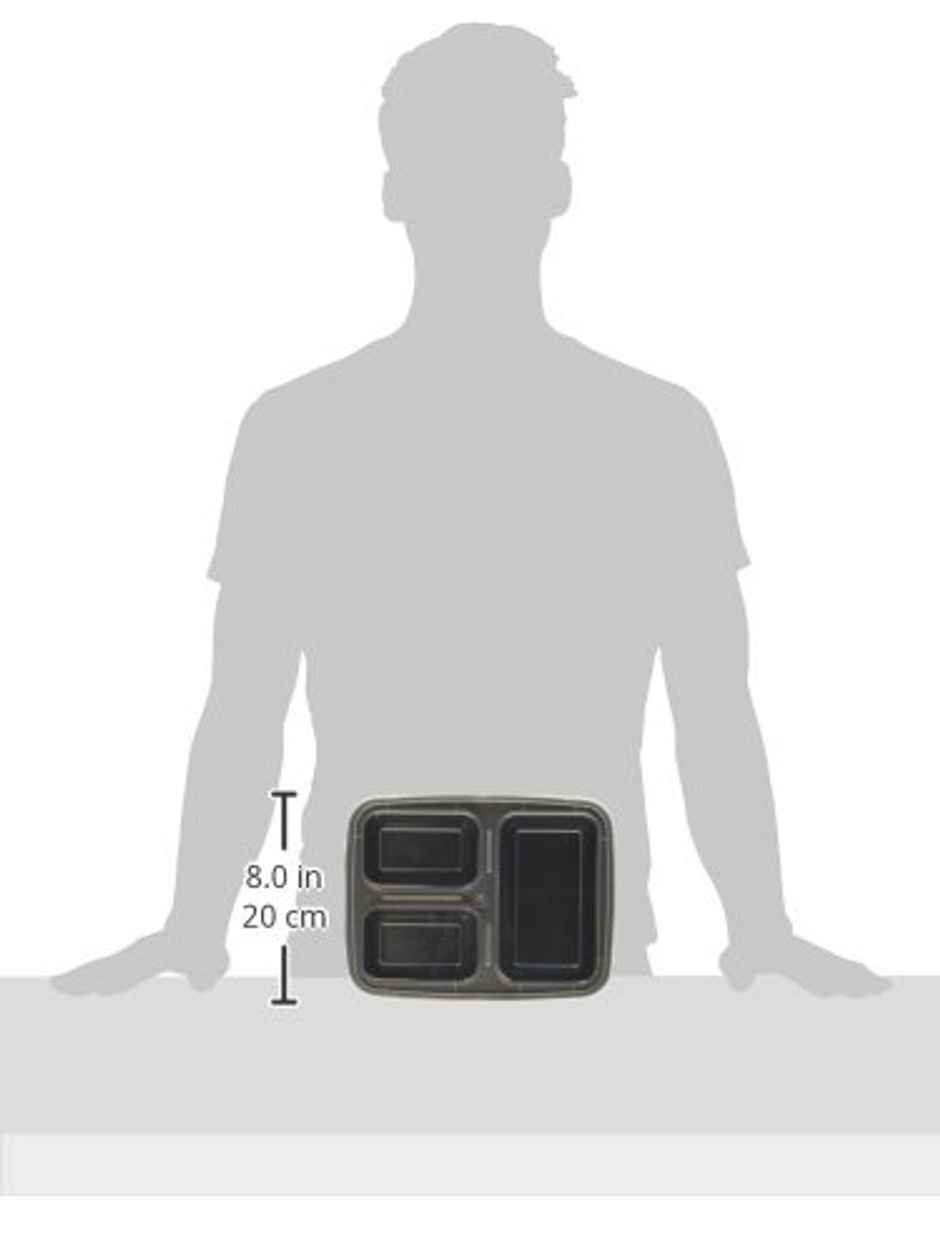 Disposable Rectangle Meal Box | 3 Compartment | 140 x 190 x 42 | Pack Of 25 | Tempware
