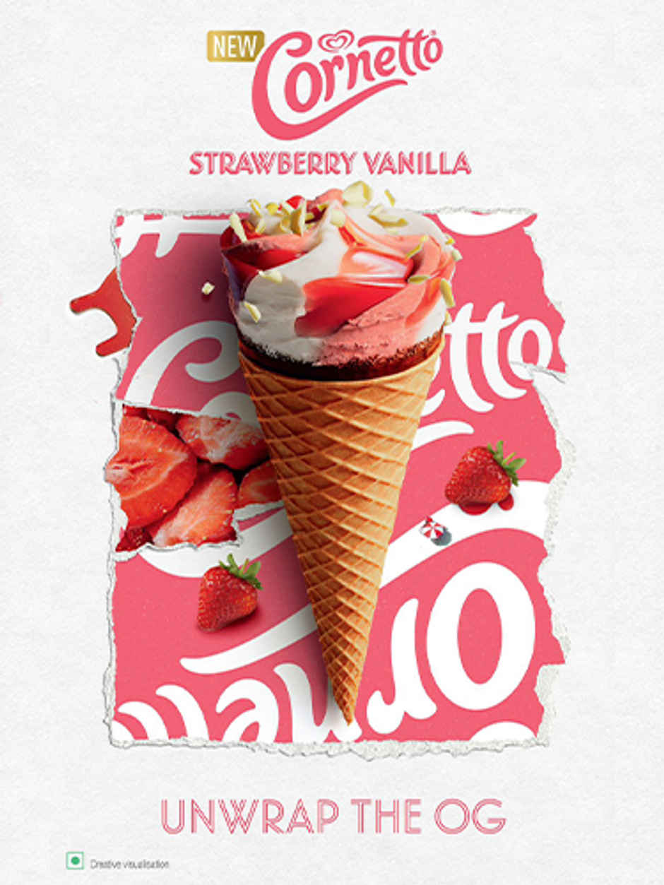 Kwality Wall's Cornetto Strawberry Vanilla Cone