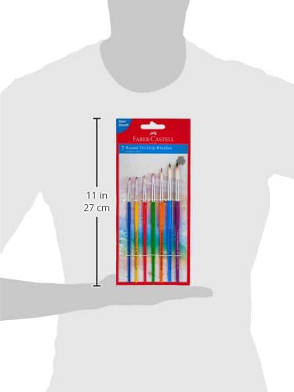 Faber-Castell Paint Brush| Tri Grip Synth Hair Round| Assorted Set of 7 (No. 0| 2| 4| 6| 8| 10| 12)