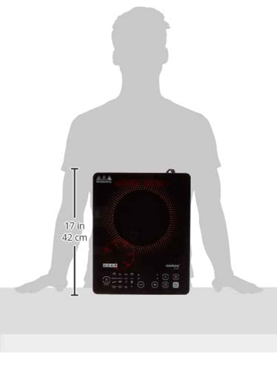 Usha Induction Cooktop -2000W Touch Panel, Pan Sensor, 8 Pre-Set Menu, 8-Stage Power Setting, Black