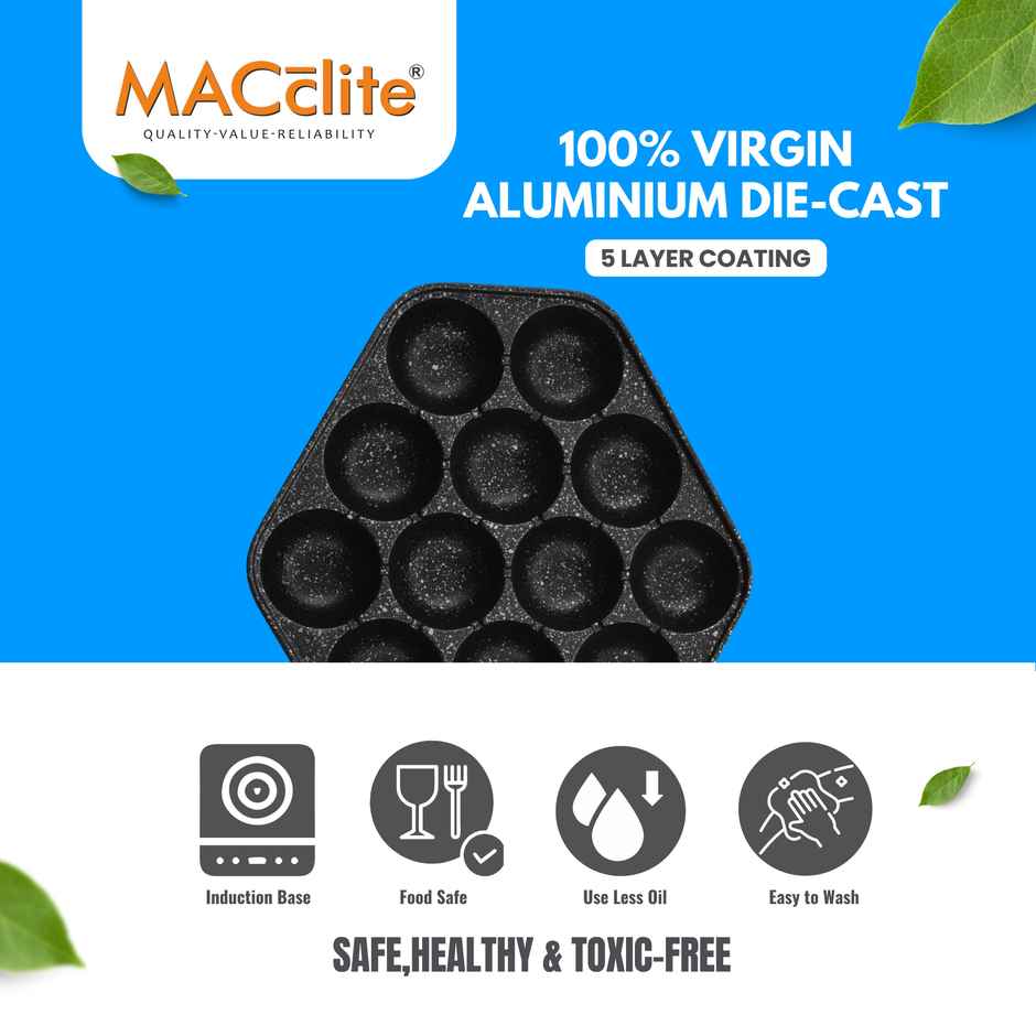 Macclite Non-Stick PDC Granite Hard Rock D'lite Texa Appe Pan 12 Cavity