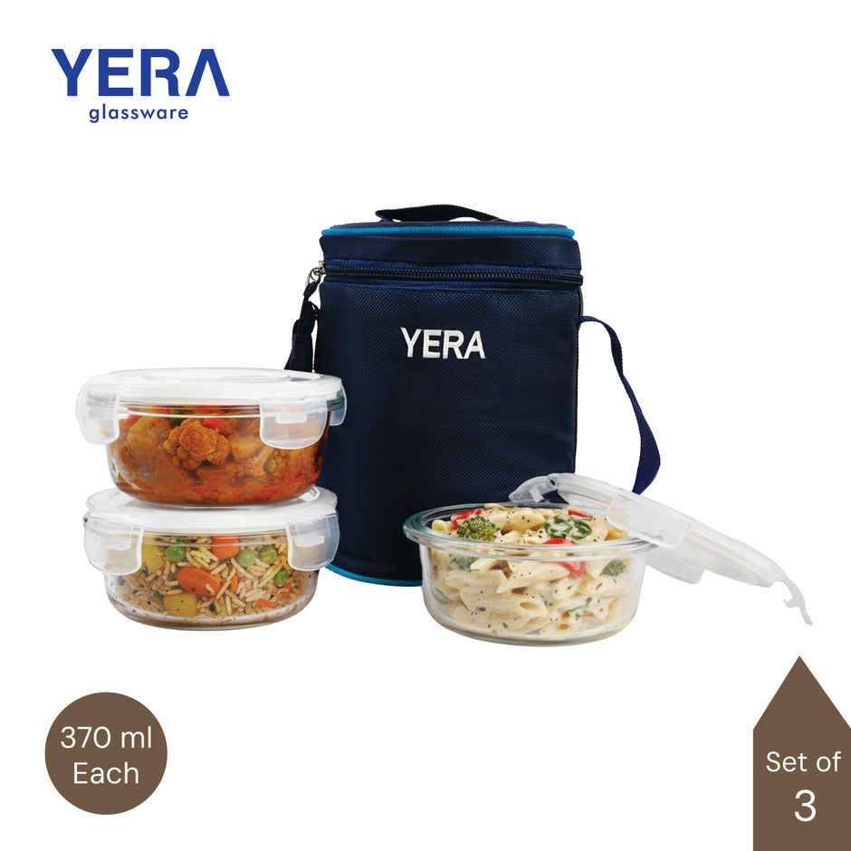 Yera Glassware Lunch Lock with Bag | 375 ml