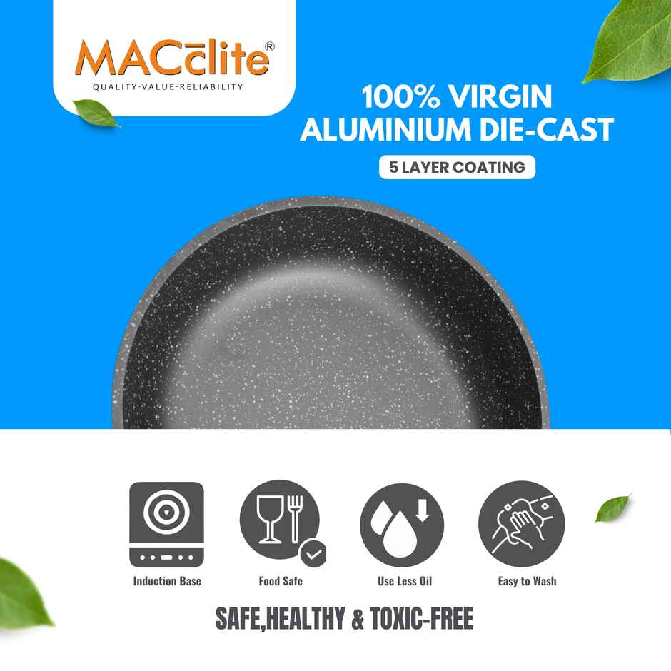 Macclite Non-Stick PDC Granite+ Induction Base Hard Rock Triumph Frying Pan 28 cm