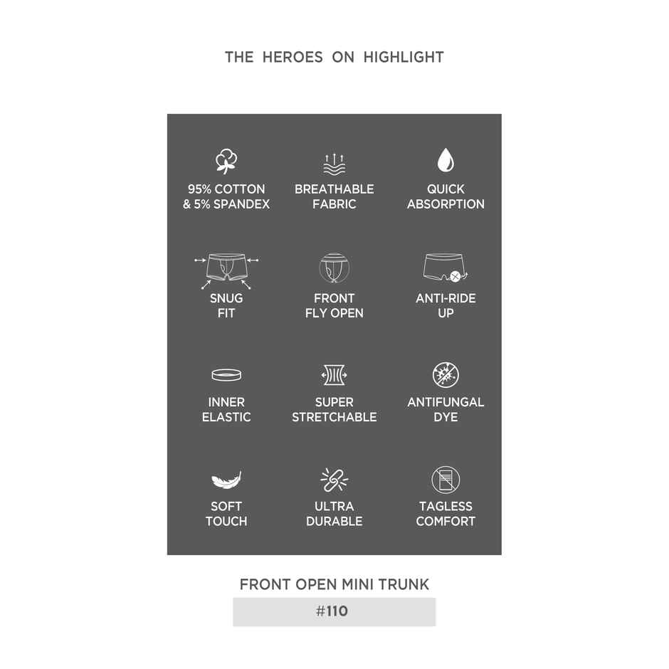 Rupa Colors Kid's Mini Trunk | Inner Elastic | 110 | Royal Blue & Black - 65 cm | Pack of 2