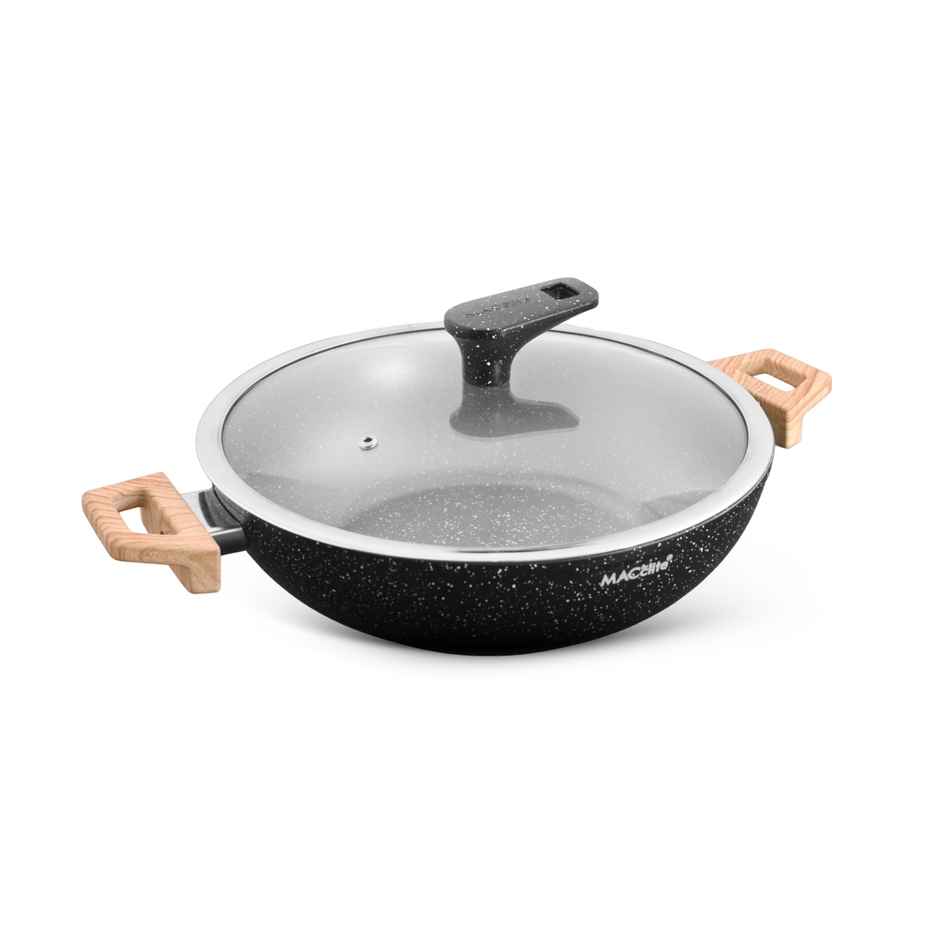 Macclite Non-Stick Kadai | 24 cm | Glass Lid | Induction Compatible