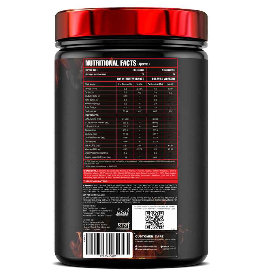 Bolt Head Shot Pre Workout Extreme Energy Intense Muscle Pump Citrus Blaze