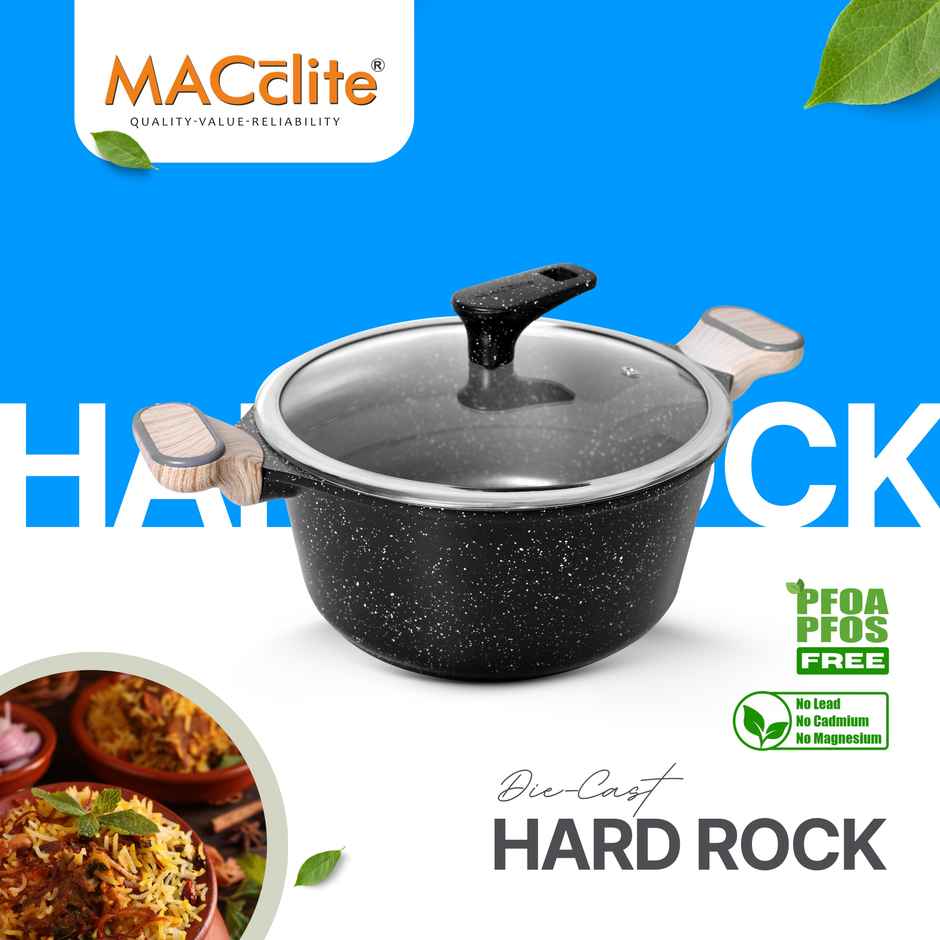 Macclite Non-Stick Casserole | 24 cm | Glass Lid | Induction Compatible