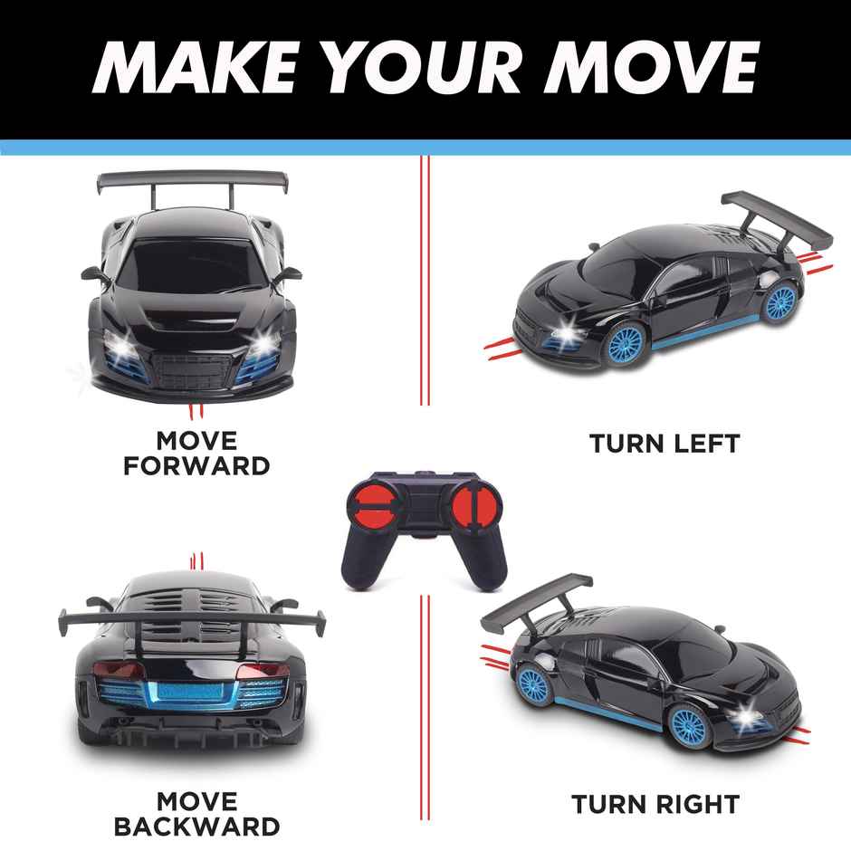 Race N Roll 1:24 Rechargeable Hi Speed Mini Remote Control Car - Aud Black