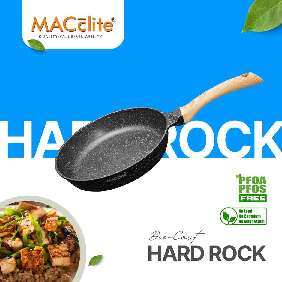 Macclite Non-Stick PDC Granite+ Induction Base Hard Rock Deep Frying Pan 24 cm