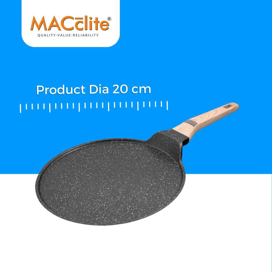 Macclite Non-Stick PDC Granite+ Induction Base Hard Rock Triumph Flat Tawa 20cm Dia