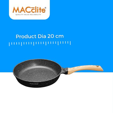 Macclite Non-Stick PDC Granite+ Induction Base Hard Rock Deep Frying Pan 20 cm With Glass lid