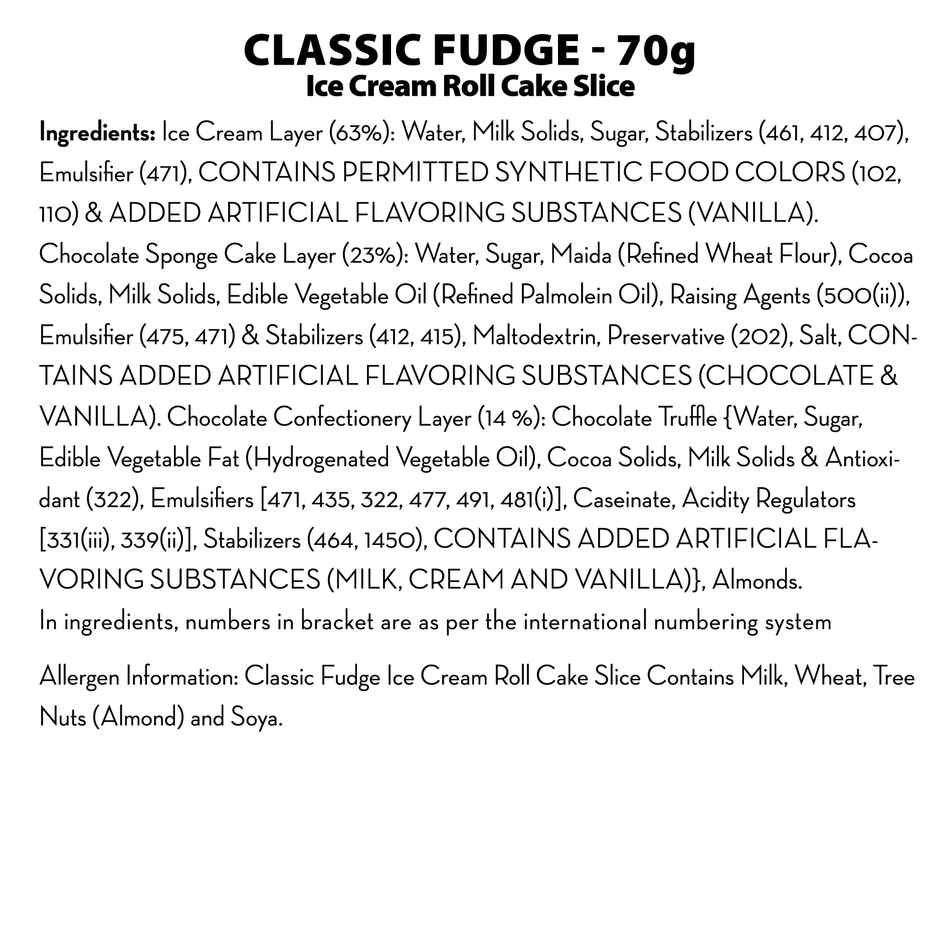 Baskin Robbins Classic Fudge Ice Cream Roll Cake Slice | Rich Chocolatey Dessert Slice