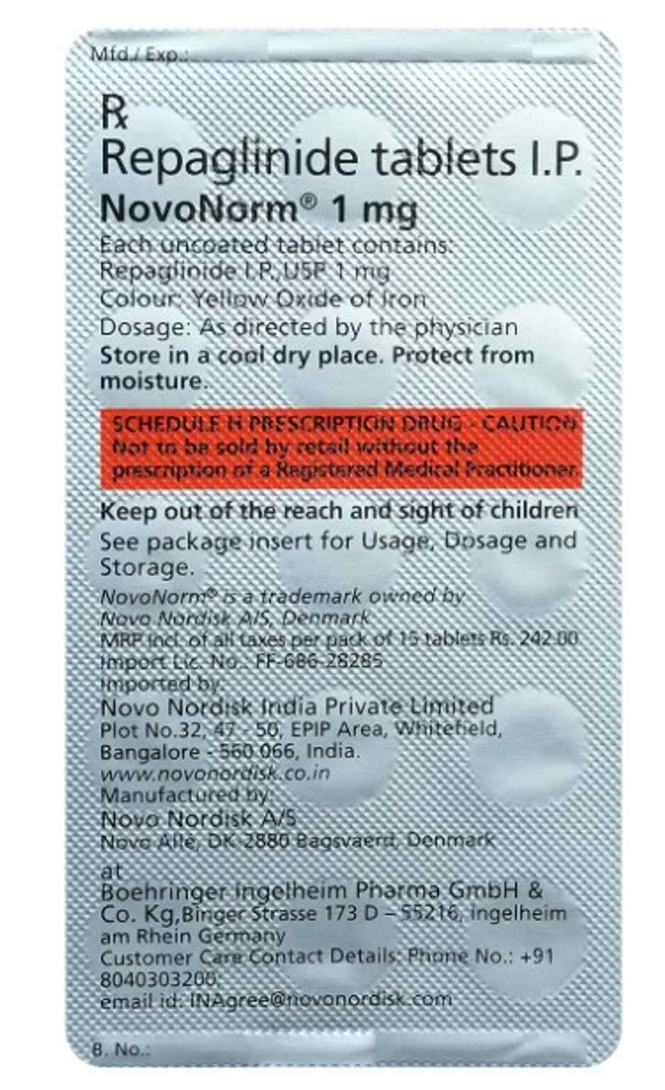 Novonorm 1mg Tablet