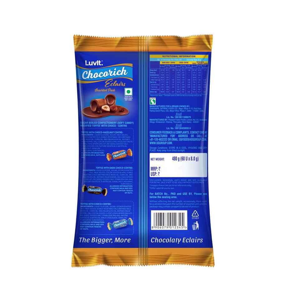 Luvit Chocorich Eclairs Assorted Pack Chocolate | Hazelnut | Dark Choco